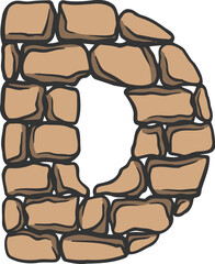 Brick Wall Letter Vector Element Alphabet D