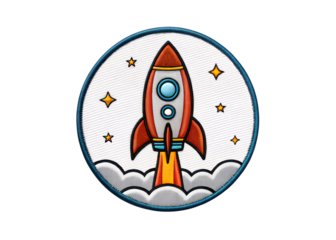 Space Rocket Embroidered Patch, Adventure Badge, Outer Space Theme, Creative Apparel Accessory