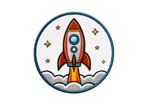 Space Rocket Embroidered Patch, Adventure Badge, Outer Space Theme, Creative Apparel Accessory