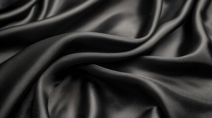 Obraz premium Dark gray, smooth, draped satin fabric texture.