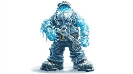 Frozen lumberjack with ice axe.