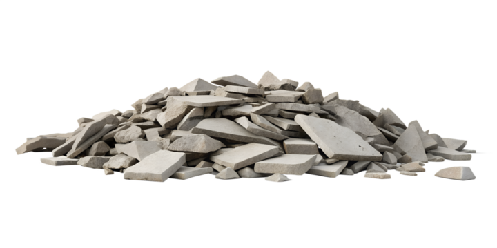 Broken Concrete Pieces, Construction Debris, Urban Materials, Industrial Waste, Raw Building Elements