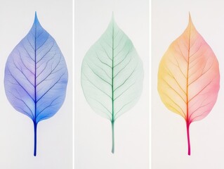 Colorful leaf veins on white