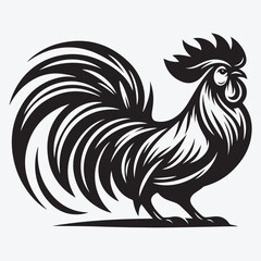 Vector Illustration Rooster Silhouette Style. stock illustration