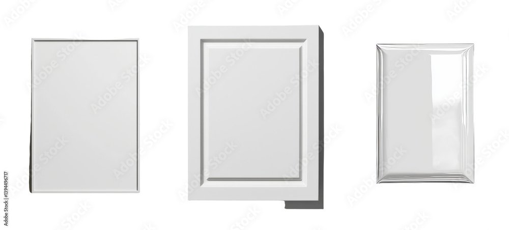 Leinwandbilder Minimalist isolated mockups of three different white frames for displaying artwork or photographs in a modern setting