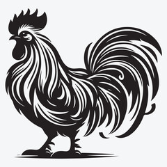 Vector Illustration Rooster Silhouette Style. stock illustration