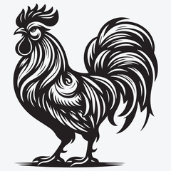 Vector Illustration Rooster Silhouette Style. stock illustration