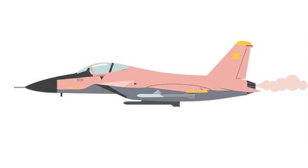 Modern combat aircraft illustration flat style