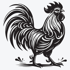 Vector Illustration Rooster Silhouette Style. stock illustration