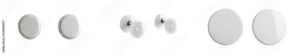 Leinwandbilder isolated minimalist mockups of white buttons and knobs against a clean background ideal for design p
