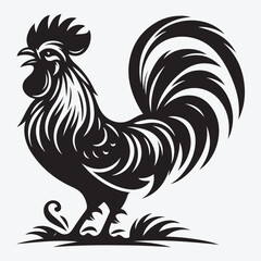 Vector Illustration Rooster Silhouette Style. stock illustration