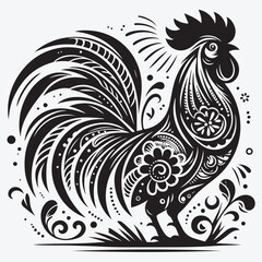 Vector Illustration Rooster Silhouette Style. stock illustration