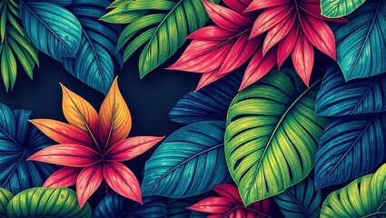 Naklejka premium Tropical Leaf Art for Modern Design, Abstract Botanical Print