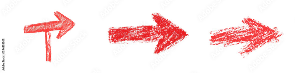 Fototapete isolated minimalist mockups of various red arrows illustrating direction and movement on a white bac