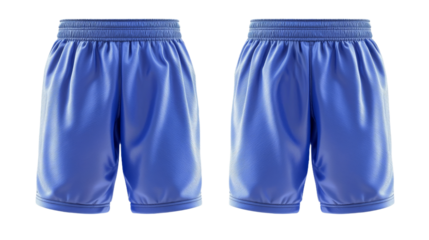 Minimalist mockup of blue athletic shorts displayed in an isolated environment for product showcasing