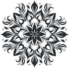 Obraz premium Intricate black and white floral mandala design with symmetrical and decorative patterns.
