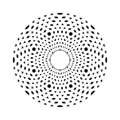 Abstract Radial Geometric Dots Circle Pattern. Decorative Round Design Element. 