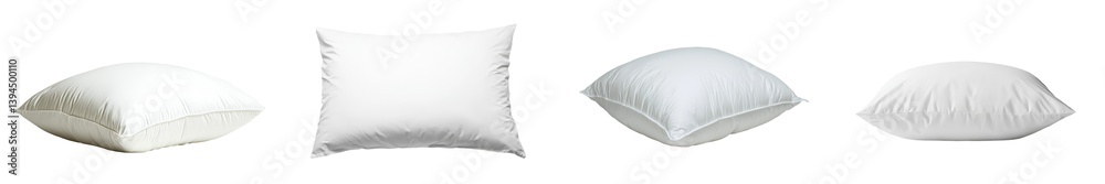 Poster minimalist mockups of white decorative pillows in various positions on a neutral background for home