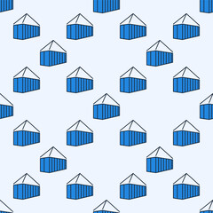 Blue Hanging Shipping Container vector colorful seamless pattern