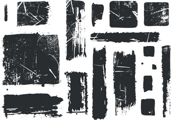 Collection of abstract grunge textures with scratches and rectangles for artistic design use.