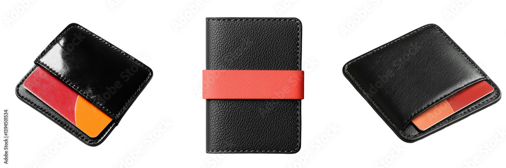 Aufkleber Modern minimalist wallet mockups featuring sleek design and vibrant card options in a simple isolated layout