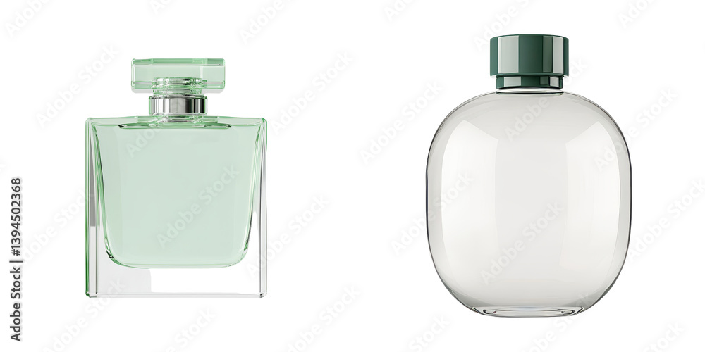 Poster elegant isolated minimalist mockups of two distinct perfume bottles for a contemporary aesthetic dis