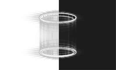 Magic Time Warp Vortex Glowing Portal Hologram Teleport Radiant Space Futuristic High-Tech Neon Portal Sci-Fi Energy Digital Cosmic Fantasy Neon Time Travel Holographic Sci-Fi Portal White PNG