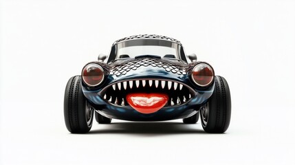 Cartoon monster car with tongue out.