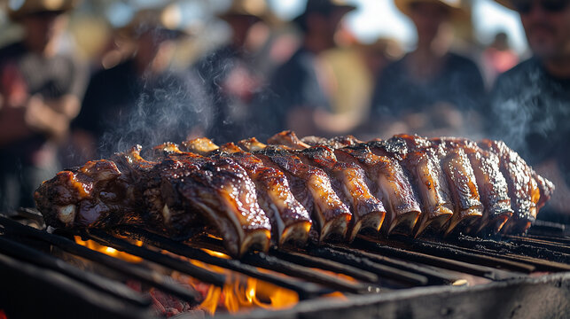 Cooking competition at Festival del Asado, participants compete their skills in grilling meat using traditional gaucho techniques, Ai generated images