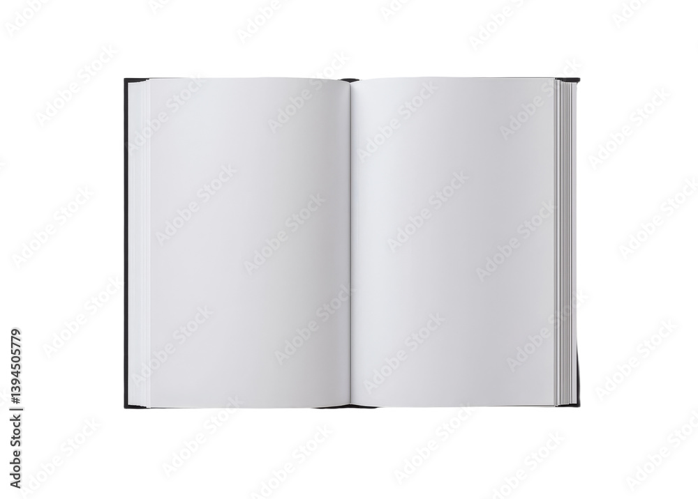 Poster clean and simple isolated minimalist mockups of an open blank book on a white background for design 