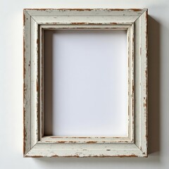 Fototapeta premium Aged whitewashed wood frame, distressed texture, art, distressed wood, clean background
