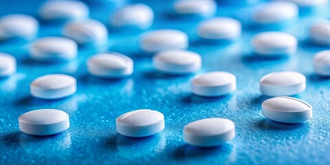 Pharmaceutical Precision White Pills on a Vibrant Blue Background Illustrating Healthcare Medicine and Pharmacy