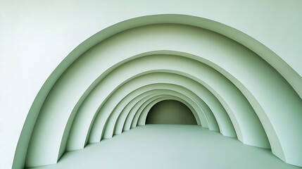 Subtle concentric curves on a pale green surface, Layered flowing arcs creating a harmonious, minimalist design