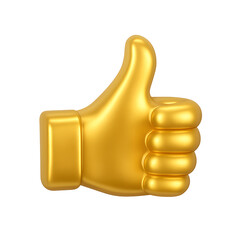 golden thumbs-up sign on a white transparent background PNG, thumbs up