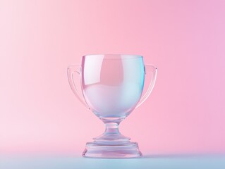 Glass trophy against pastel background