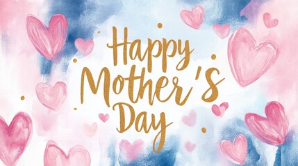 A heartwarming stock image featuring a "Happy Mother's Day" message surrounded by watercolor poppies. The image conveys a sense of love, appreciation, and the beauty of floral greetings.