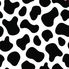  a seamless cow print pattern with a light pink background. The cow spots should be bold and black with bright hot pink, and blue ,  animal, art, background, black, bull, camouflage, cartoon, cow