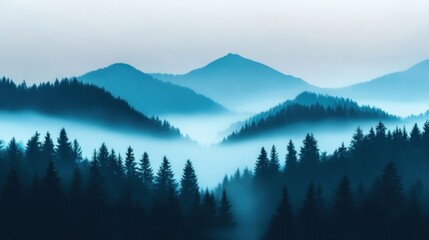Obraz premium Blue mountain range with fog