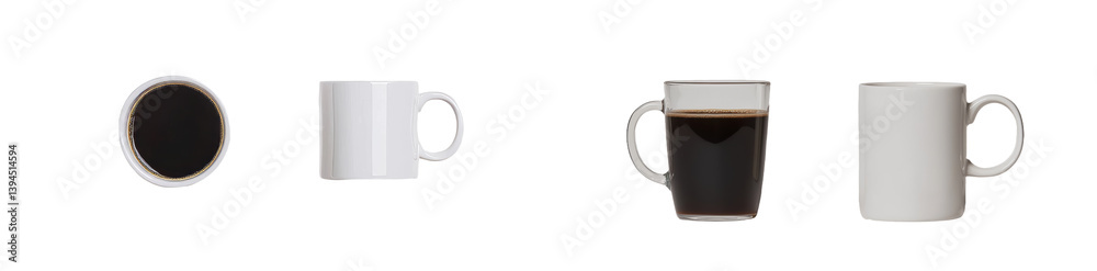 Poster minimalist mockups of various coffee mugs in an isolated setting for creative design inspiration