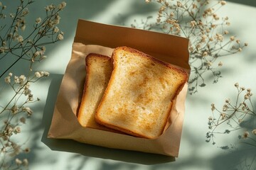 Two Slices Of Toasted Bread Resting In A Paper Bag