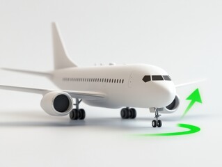 Fototapeta premium Airplane with upward arrow