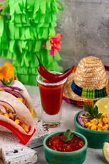Cinco de Mayo concept with traditional Mexican food