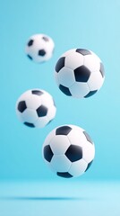 Obraz premium Soccer balls floating in mid-air with soft background