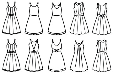 Sundress Abstract Line Art Fashionable Representation of Summer Clothing.