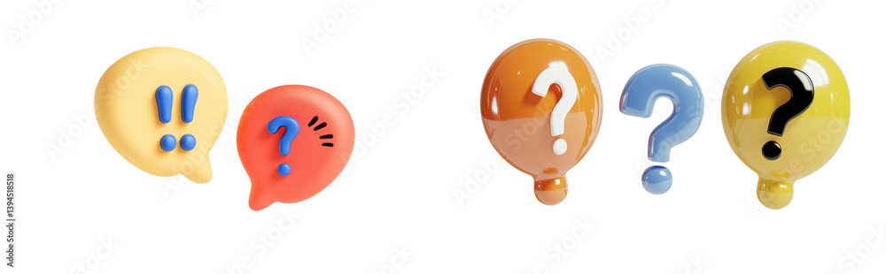 Aufkleber Colorful minimalist speech bubbles representing different emotions and thoughts in a clean, isolated setting