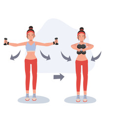 fitness woman engaging in dumbbell workout to enhance strength and endurance.  exercise steps