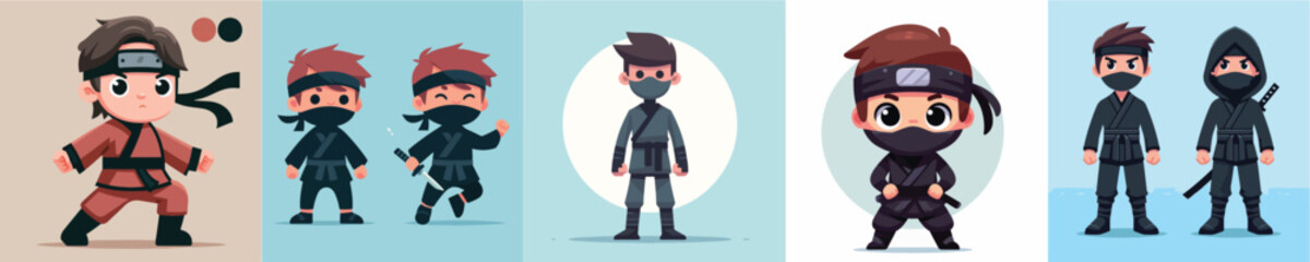 little boy cosplay ninja vector