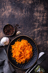 Spicy korean carrot salad in jar