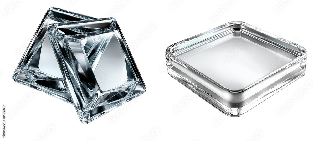 Poster Unique isolated minimalist mockups showcasing glass objects in geometric shapes on a simple background