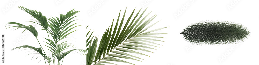 Aufkleber minimalist mockups of green palm leaves against a white background creating a serene and elegant amb